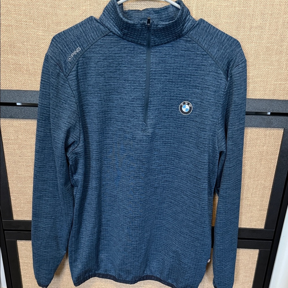 BMW Men's Dark Blue Zip-Up Sweater- great condition!